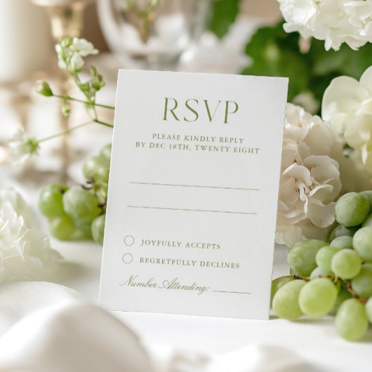 RSVP-Karte für die Hochzeit in Weiß und Grün RSVP Karte