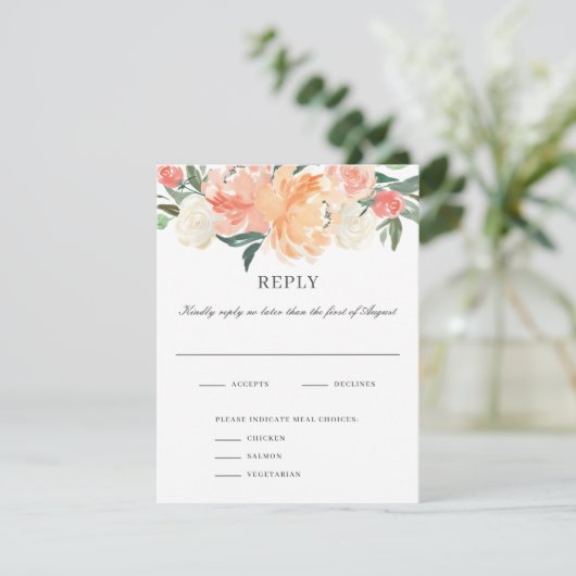 RSVP-Karte für die Hochzeit von Aquarellfarben mit Einladung (Stehend Vorderseite)