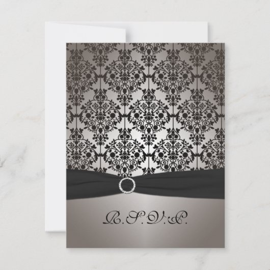 RSVP-Karte für die Hochzeit von Grau und Schwarz RSVP Karte (Vorderseite)
