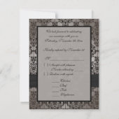 RSVP-Karte für die Hochzeit von Grau und Schwarz RSVP Karte (Rückseite)