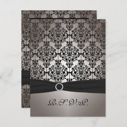 RSVP-Karte für die Hochzeit von Grau und Schwarz RSVP Karte (Vorne/Hinten)