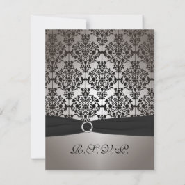 RSVP-Karte für die Hochzeit von Grau und Schwarz RSVP Karte