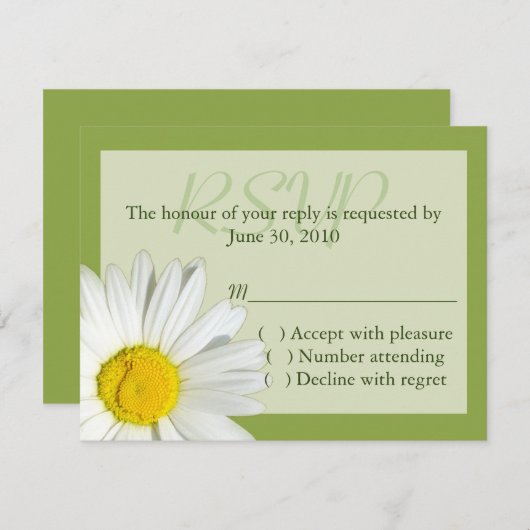 RSVP-Karte für die Hochzeit von Grün und Weiß RSVP Karte (Vorne/Hinten)