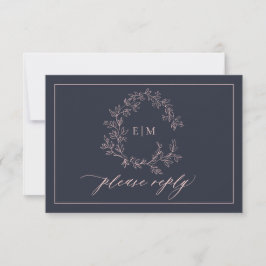 RSVP-Karte für die Hochzeit von Navy Blue Blush Pi RSVP Karte