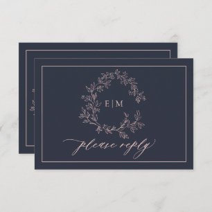 RSVP-Karte für die Hochzeit von Navy Blue Blush Pi RSVP Karte