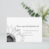 RSVP-Karte für die Hochzeit von Schwarzweiß-Sonnen RSVP Karte (Stehend Vorderseite)