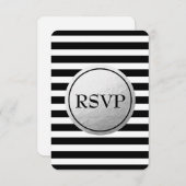 RSVP-Karte für die Hochzeit von Schwarzweiß-Streif RSVP Karte (Vorne/Hinten)