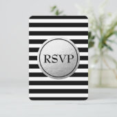 RSVP-Karte für die Hochzeit von Schwarzweiß-Streif RSVP Karte (Stehend Vorderseite)