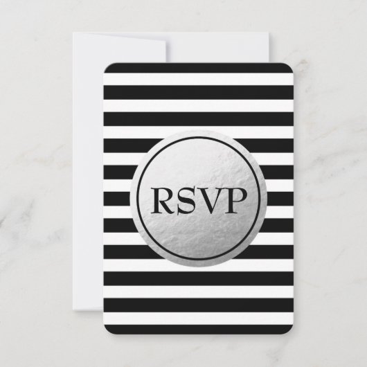 RSVP-Karte für die Hochzeit von Schwarzweiß-Streif RSVP Karte (Vorderseite)