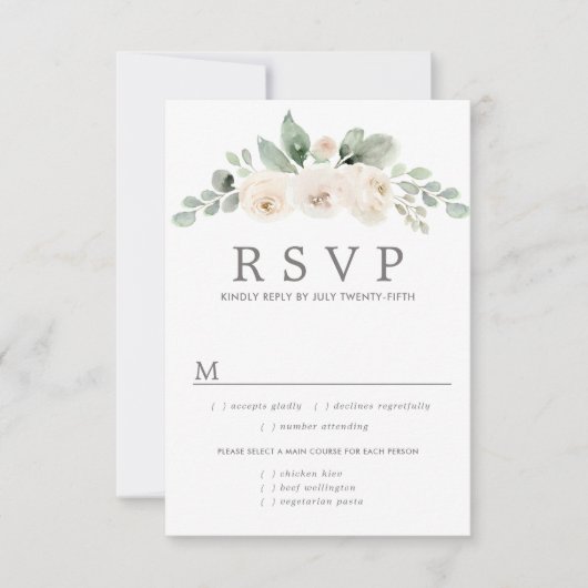 RSVP-Karte für die Hochzeit von weißer Blüte, Opti RSVP Karte (Vorderseite)
