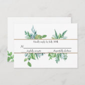 RSVP-Karte für die Hochzeitsfeier von Grün und Gol RSVP Karte (Vorne/Hinten)