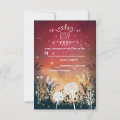 RSVP-Karte für die Red Night Sky Stars & Foliage RSVP Karte (Vorderseite)