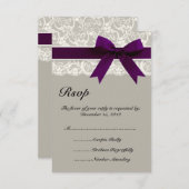 RSVP-Karte für die Spitzenklasse Grau und Plum RSVP Karte (Vorne/Hinten)