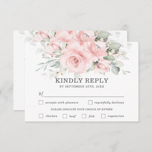 RSVP-Karte für die Wahl des weichen Blütenblattes RSVP Karte (Vorne/Hinten)