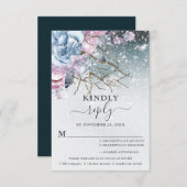 RSVP-Karte für die Winterhochzeit mit Blumenschnee RSVP Karte (Vorne/Hinten)