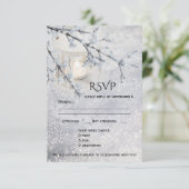 RSVP-Karte für die Winterhochzeit mit Funkeln Einladung (Stehend Vorderseite)