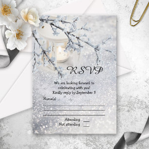RSVP-Karte für die Winterhochzeit mit Funkeln RSVP Karte