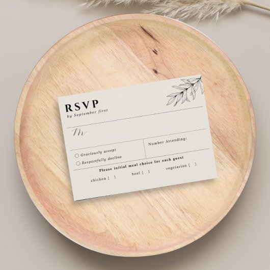 RSVP-Karte für einfache botanische Beige RSVP Karte