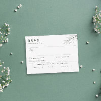RSVP-Karte für einfache botanische dunkelgrüne Mah
