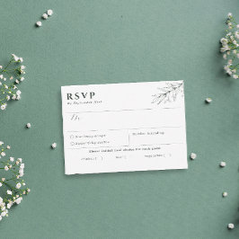 RSVP-Karte für einfache botanische dunkelgrüne Mah RSVP Karte