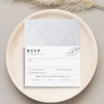 RSVP-Karte für einfache botanische Navy