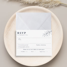 RSVP-Karte für einfache botanische Navy RSVP Karte
