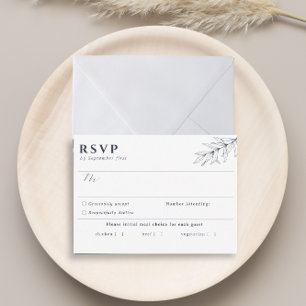 RSVP-Karte für einfache botanische Navy RSVP Karte