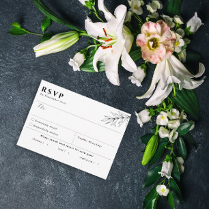 RSVP-Karte für einfache botanische Schwarz-weiße M RSVP Karte