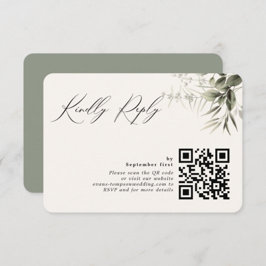 RSVP-Karte für einfache Grünflächen, botanischer Q RSVP Karte (Vorne/Hinten)
