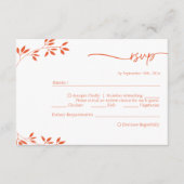 RSVP-Karte für einfache Orange Spring Wedding Menü (Vorderseite)