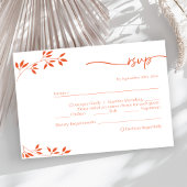 RSVP-Karte für einfache Orange Spring Wedding Menü