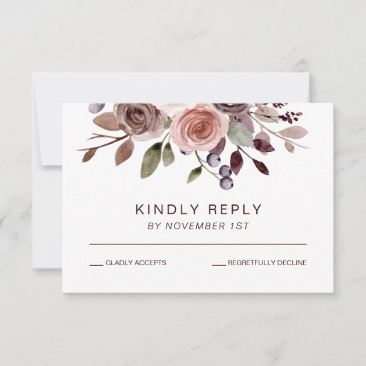 RSVP-Karte für elegante burgundy-Hochzeit im Herbs RSVP Karte (Vorderseite)