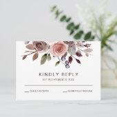 RSVP-Karte für elegante burgundy-Hochzeit im Herbs RSVP Karte (Stehend Vorderseite)