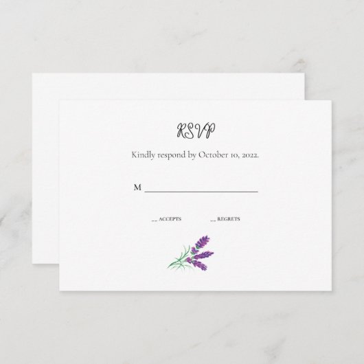 RSVP-Karte für elegante Lavendelhochzeit RSVP Karte (Vorne/Hinten)