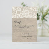 RSVP-Karte für Elfenbein und Burlap RSVP Karte (Stehend Vorderseite)
