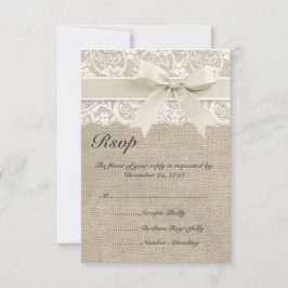 RSVP-Karte für Elfenbein und Burlap RSVP Karte