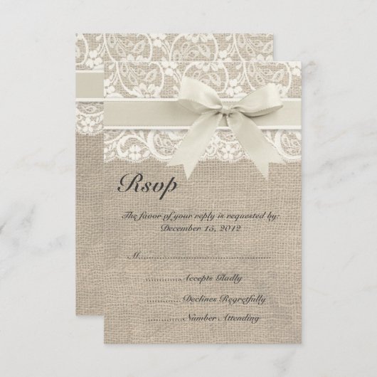 RSVP-Karte für Elfenbein und Burlap RSVP Karte (Vorne/Hinten)