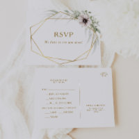 RSVP-Karte für Eukalyptus Gold Geometric