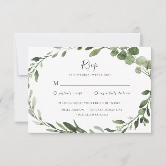 RSVP-Karte für Foliage Greenerity Wedding Einladung (Vorderseite)