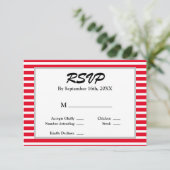 RSVP-Karte für Gerahmte Hochzeiten, rot/weiß Strei RSVP Karte (Stehend Vorderseite)