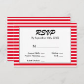 RSVP-Karte für Gerahmte Hochzeiten, rot/weiß Strei RSVP Karte (Vorne/Hinten)
