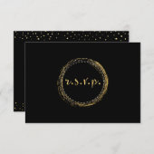RSVP-Karte für Goldene Folie und Schwarz - Moderne RSVP Karte (Vorne/Hinten)