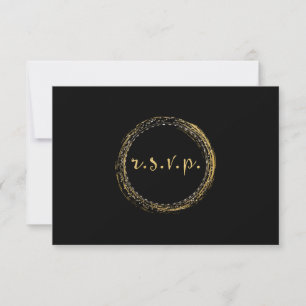 RSVP-Karte für Goldene Folie und Schwarz - Moderne RSVP Karte