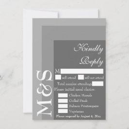 RSVP-Karte für graue, moderne Chic-Script-Hochzeit Dankeskarte