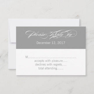 RSVP-Karte für graue weiße Hochzeit RSVP Karte