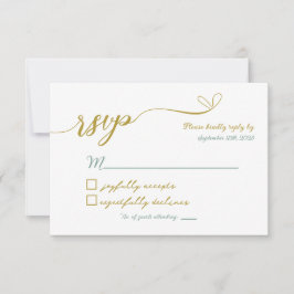 RSVP-Karte für Grünpflanzen und Gold-Hochzeiten RSVP Karte
