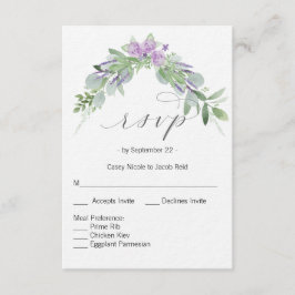RSVP-Karte für Grünpflanzen und Lavendel Einladung