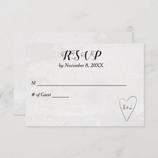 RSVP-Karte für Heart Wedding RSVP Karte (Vorne/Hinten)