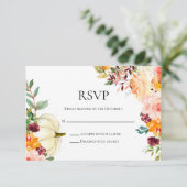 RSVP-Karte für Herbst-Flora und Pumpkin-Hochzeit RSVP Karte (Stehend Vorderseite)