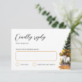 RSVP-Karte für Herbst-Wasserfarbenwald RSVP Karte (Stehend Vorderseite)